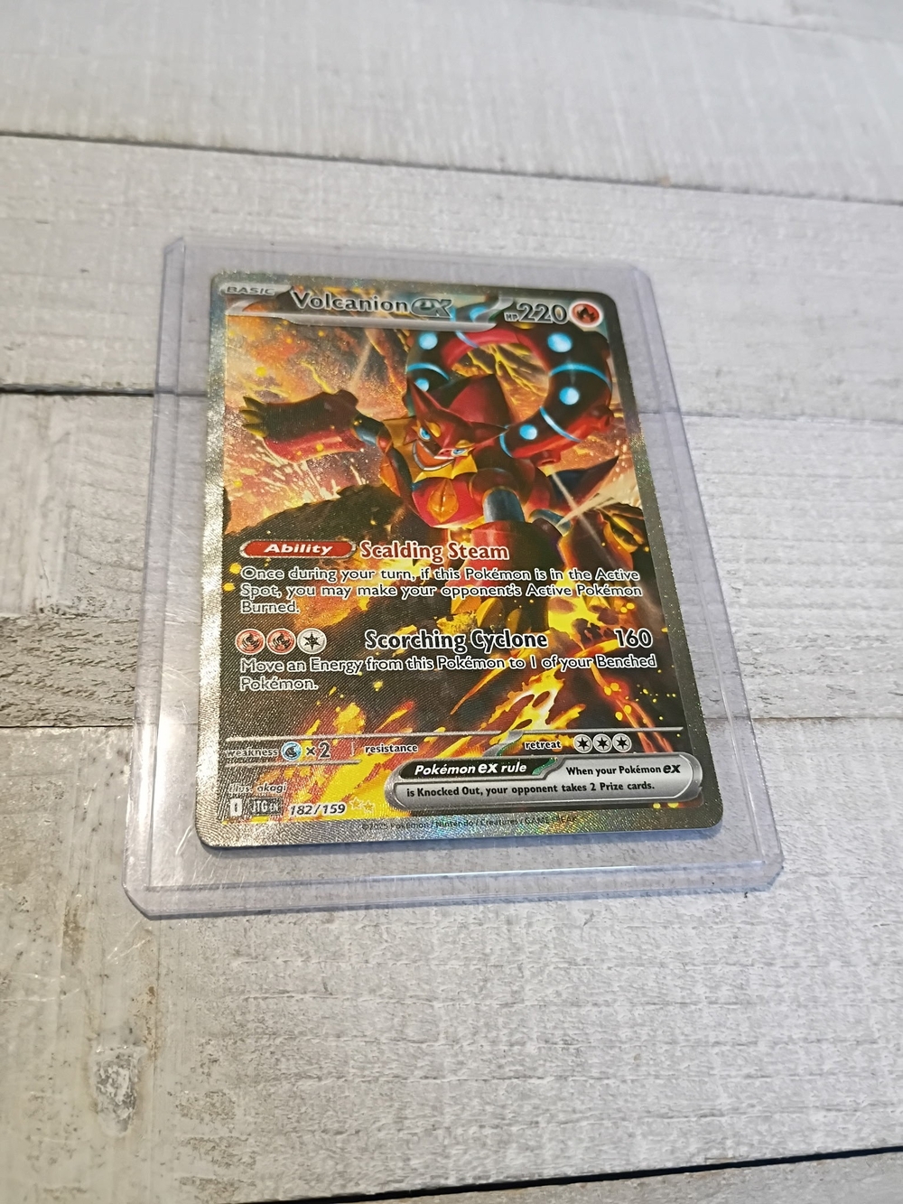Volcanion-EX Pokemon Holographic 182/159 Card -Red Yellow Fire Type